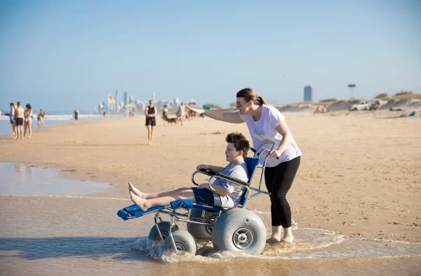 sandcruiser beach wheelchair with mum